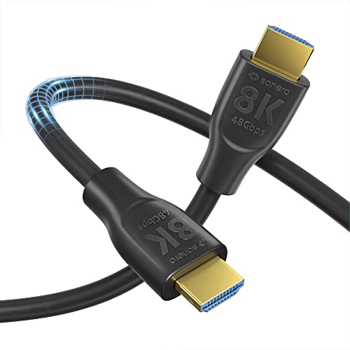Sonero PHC110-005 8K Ultra High Speed HDMI Kabel mit Ethernet, gegossener Designstecker, vergoldete Anschlüsse (8K UltraHD, 4K 3D mit 50Hz/60Hz, 48Gbps Full Bandwith, Dynamic HDR), 0,5m von Sonero