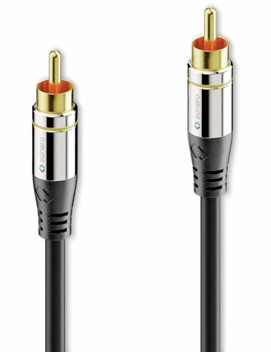 Sonero Premium 1,5m Cinch Kabel, 1x Cinch Stecker auf 1x Cinch Stecker, Subwoofer, Verstärker, Beamer, AV Receiver, schwarz von Sonero