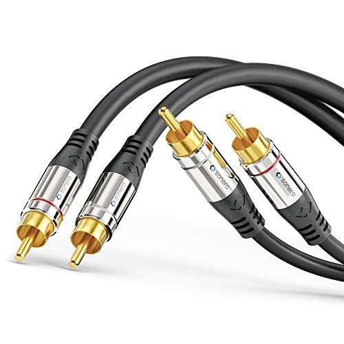 Sonero Premium 15,0m Cinch Kabel, 2x Cinch auf 2x Cinch, Audio Kabel, Subwoofer, HiFi-Anlage, Verstärker, schwarz von Sonero
