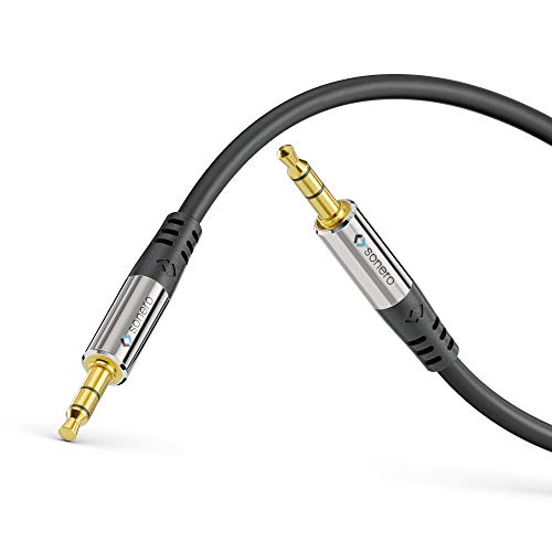 Sonero Premium 5m Aux Kabel, Audio Klinkenkabel 3,5mm, geeignet für iPhones, iPads, Smartphones, Tablet PCs, Autos & andere Stereo Geräte, schwarz von Sonero
