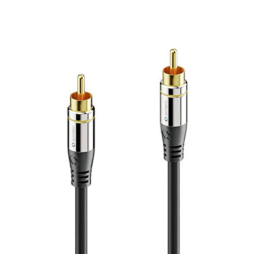 Sonero Premium 7,50m Cinch Kabel, 1x Cinch Stecker auf 1x Cinch Stecker, Subwoofer, Verstärker, Beamer, AV Receiver, schwarz von Sonero