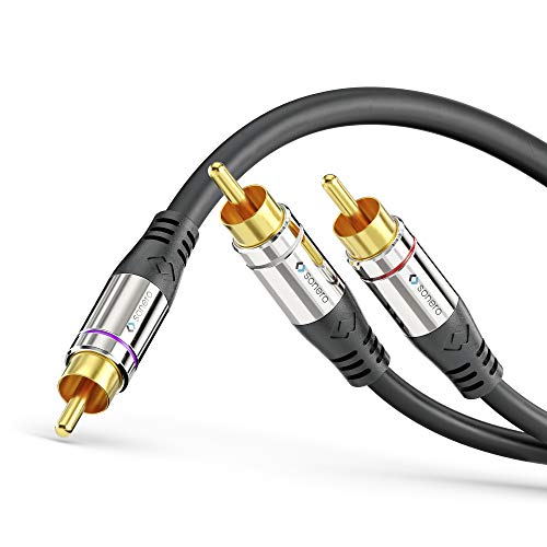 Sonero Premium 7,50m Cinch Kabel, 1x Cinch auf 2x Cinch, Audio Y-Kabel, Subwoofer, HiFi-Anlage, Verstärker, schwarz von Sonero