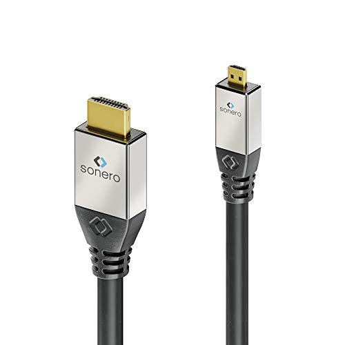 Sonero Premium High Speed Micro HDMI Kabel mit Ethernet, 1,00m, UltraHD / 4K / 60Hz, 18Gbps, schwarz von Sonero