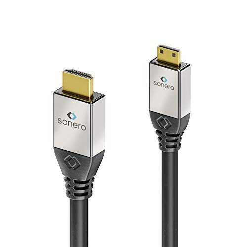 Sonero Premium High Speed Mini HDMI Kabel mit Ethernet, 2,00m, UltraHD / 4K / 60Hz, 18Gbps, schwarz von Sonero