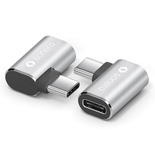 Sonero USB-C Stecker auf 90° Winkel USB-C Buche, Adapter, USB-C Adapter, 40Gbps, 240W, 8K60Hz, Aluminium Gehäuse, Silber von Sonero