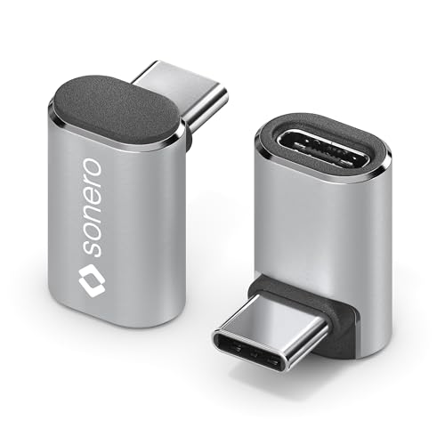 Sonero USB-C Stecker auf 90° Winkel USB-C Buchse, Adapter, USB-C Adapter, 40Gbps, 240W, 8K60Hz, Aluminium Gehäuse, Silber von Sonero