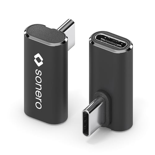 Sonero USB-C Stecker auf 90° Winkel USB-C Buchse, Adapter, USB-C Adapter, 40Gbps, 240W, 8K60Hz, Aluminium Gehäuse, schwarz von Sonero