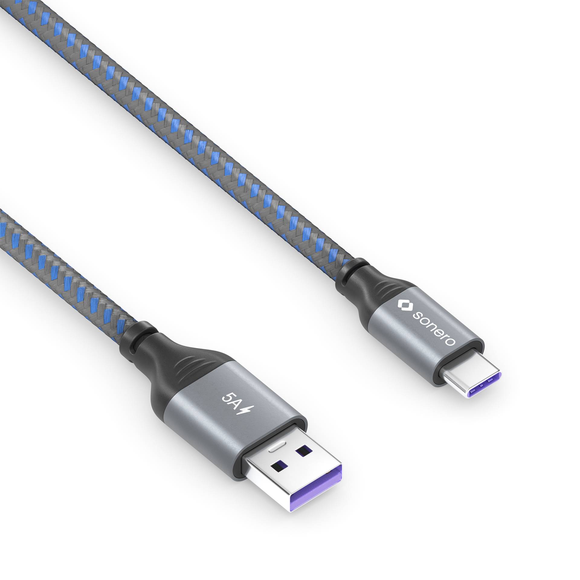 Sonero USB-C auf USB-A Ladekabel - USB 2.0 Super-Fast Charge 5V/5A - grau/blau - 1,50m Sonero USB-C auf USB-A Ladekabel - USB 2.0 Super-Fast Charge 5V/5A - grau/blau - 1,50m von Sonero