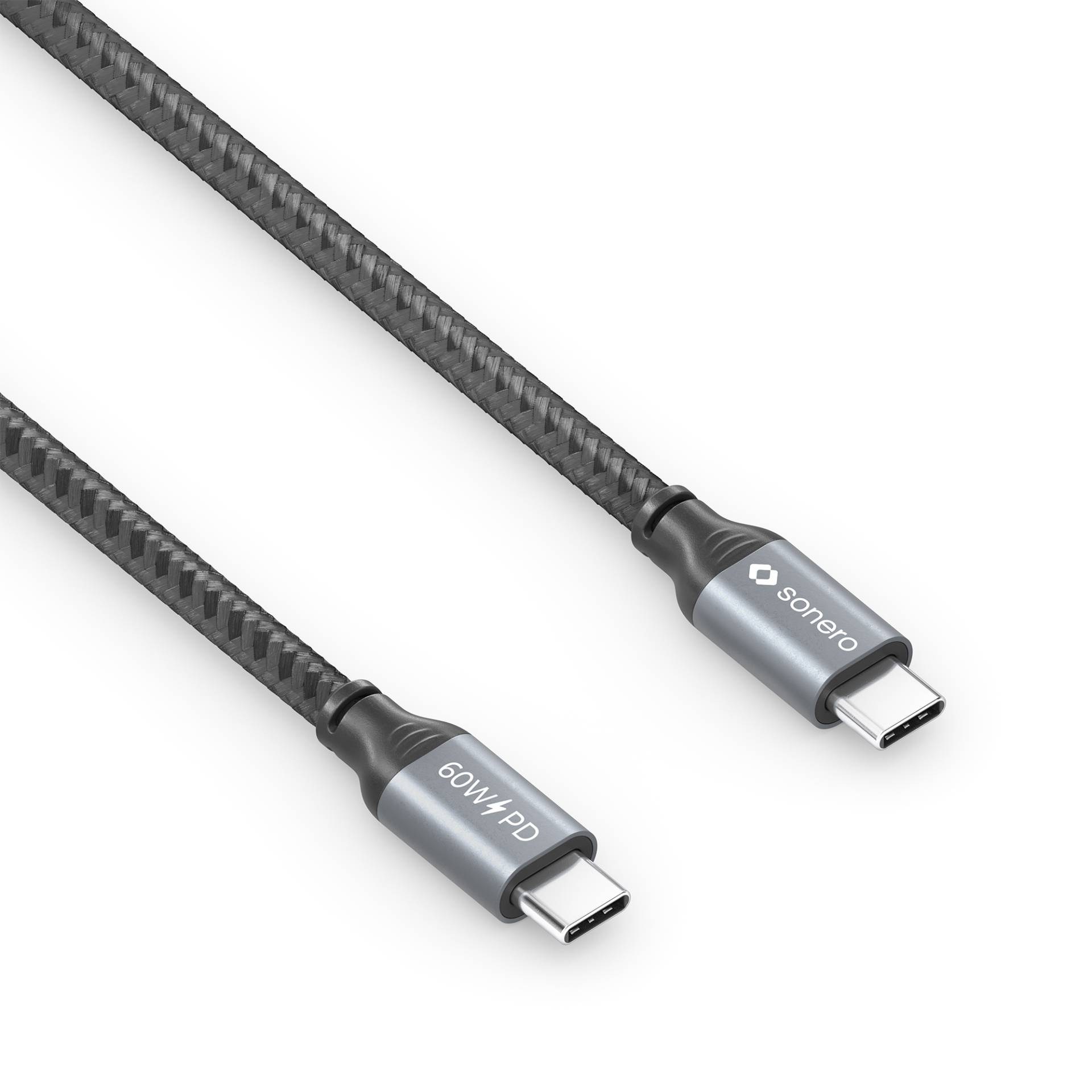 Sonero USB-C auf USB-C Ladekabel - USB 2.0, 60W PD grau/schwarz - 0,50m Sonero USB-C auf USB-C Ladekabel - USB 2.0, 60W PD grau/schwarz - 0,50m von Sonero