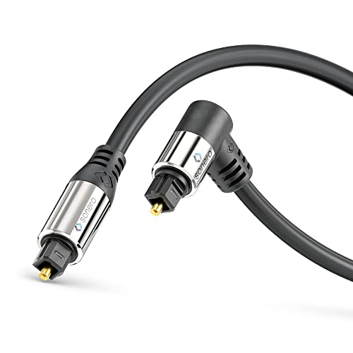 sonero® Premium optisches Toslink Kabel, 1,00m, vergoldete Kontakte, 1 x 90° Stecker, 360° drehbar, schwarz von Sonero