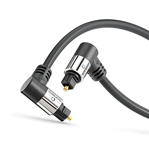 sonero® Premium optisches Toslink Kabel, 1,50m, vergoldete Kontakte, 2 x 90° Stecker, 360° drehbar, schwarz von Sonero