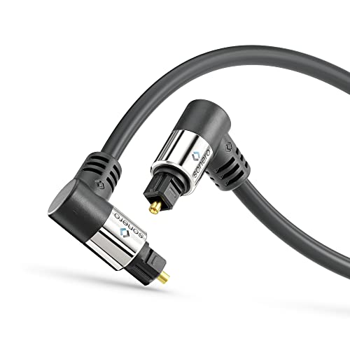 sonero® Premium optisches Toslink Kabel, 2,00m, vergoldete Kontakte, 2 x 90° Stecker, 360° drehbar, schwarz von Sonero