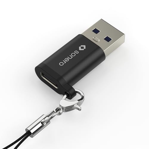 Sonero USB A auf USB C Adapter, schnelles Laden 3A 15W, 480 Mbps Datenübertragung, OTG, kompatibel mit iPhone, Samsung Galaxy, Watch, Google Pixel UVM., Aluminium/schwarz Sonero USB A auf USB C Adapter, schnelles Laden 3A 15W, 480 Mbps Datenübertragung, OTG, kompatibel mit iPhone, Samsung Galaxy, Watch, Google Pixel UVM., Aluminium/schwarz von Sonero