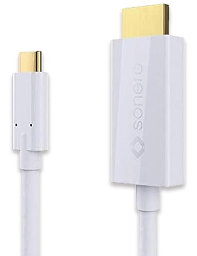 sonero USB-C auf HDMI 2.0 Kabel, 4K@60Hz mit 18Gbps, USB 3.1, Alt Mode, Thunderbolt 3 kompatibel für MacBook Pro, Samsung S8, Dell XPS 15 und andere USB-C Computer, 2,0m weiß von Sonero