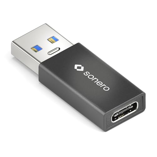 sonero USB C auf USB A Adapter, schnelles Laden 3A 15W, 3.2 Gen1 10 Gbps Datenübertragung, OTG, kompatibel mit iPhone, Samsung Galaxy, Watch, Google Pixel UVM., Schwarz sonero USB C auf USB A Adapter, schnelles Laden 3A 15W, 3.2 Gen1 10 Gbps Datenübertragung, OTG, kompatibel mit iPhone, Samsung Galaxy, Watch, Google Pixel UVM., Schwarz von Sonero