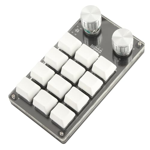 Sonew Einhändig Programmierbare Tastatur, Programmierbare Multifunktionstastatur mit 12 Tasten für Spiele, Musik, Medien, Industrielle Steuerung (Schwarz-Weiss) von Sonew