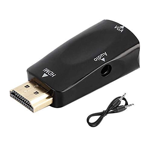 Sonew HD 1080P HDMI Buchse zu VGA Buchse Konverter Adapter Adapter Monitor auf HDMI mit 3,5 mm Audioausgangskabel für PC/Laptop/DVD/Desktop/Flachbildschirm/Digital STB/Player(Black) von Sonew