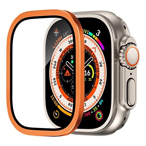 Schutzfolie für Apple Watch Ultra 49mm, Titanlegierungsrahmen mit 9h GehäRtetem Glas, UltradüNn, Kratzfest, Hd, Blasenfrei, Leichter Schutzfilm für iwatch Ultra 2 von Songsier