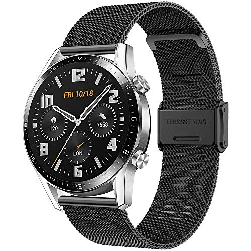 Songsier Armband Kompatibel mit Huawei Watch GT2 Pro 46mm/Watch GT 46mm/Watch GT Active/Watch 2 Classic/Galaxy Watch 3 45mm/Galaxy Watch 46mm/Gear S3/Gear 2, 22mm Rostfreier Stahl Ersatzarmband von Songsier