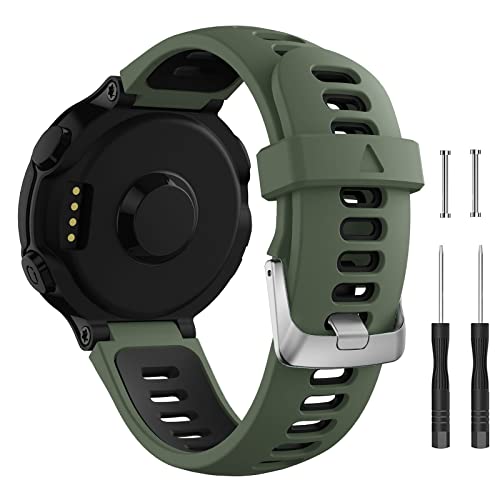 Songsier Forerunner 735XT Armband, Universal Ersatzarmband Uhrenarmband Sportarmband für Forerunner 735XT 235 235Lite 230 220 620 630 (Armee grün-schwarz) von Songsier