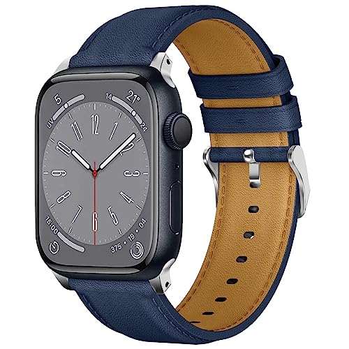 Songsier Leder Armband für Apple Watch 8 41mm, Kompatibel mit iwatch Armband 41mm 40mm 38mm, Leder Ersatz Armband für Serie 8 7 6 SE 5 4 3 2 1, Einstellbar Armbänder für Herren Damen von Songsier