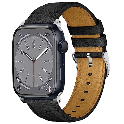 Songsier Leder Armband für Apple Watch 8 41mm, Kompatibel mit iwatch Armband 41mm 40mm 38mm, Leder Ersatz Armband für Serie 8 7 6 SE 5 4 3 2 1, Einstellbar Armbänder für Herren Damen von Songsier