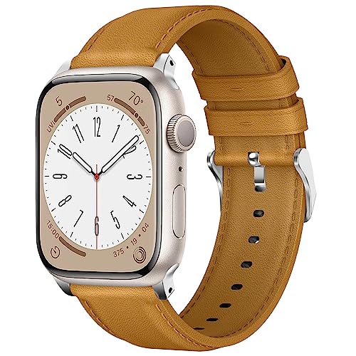 Songsier Leder Armband für Apple Watch 8 41mm, Kompatibel mit iwatch Armband 41mm 40mm 38mm, Leder Ersatz Armband für Serie 8 7 6 SE 5 4 3 2 1, Einstellbar Armbänder für Herren Damen von Songsier