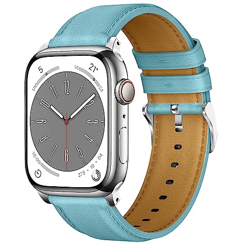 Songsier Leder Armband für Apple Watch 8 41mm, Kompatibel mit iwatch Armband 41mm 40mm 38mm, Leder Ersatz Armband für Serie 8 7 6 SE 5 4 3 2 1, Einstellbar Armbänder für Herren Damen von Songsier