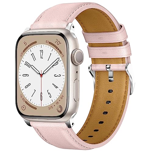 Songsier Leder Armband für Apple Watch 8 41mm, Kompatibel mit iwatch Armband 41mm 40mm 38mm, Leder Ersatz Armband für Serie 8 7 6 SE 5 4 3 2 1, Einstellbar Armbänder für Herren Damen von Songsier