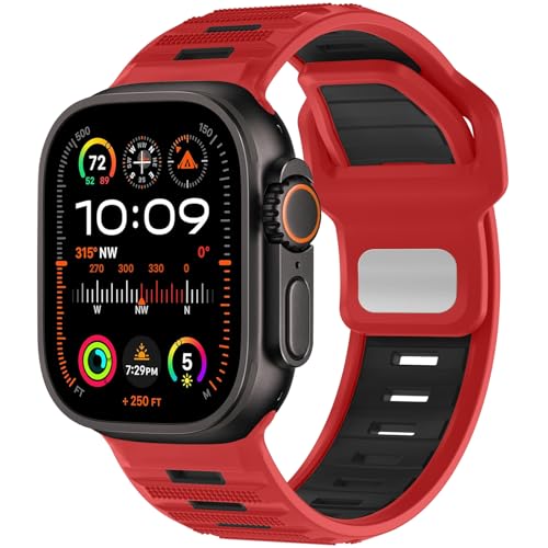 Songsier Sport Armband Kompatibel mit iWatch Ultra 2/Ultra 49mm 46mm 45mm 44mm 42mm Herren,Silikon Smart Ersatzarmband für iWatch Serie Ultra 2/Ultra 10 9 8 7 6 5 SE 4 3 2 1 (rot schwarz) Songsier Sport Armband Kompatibel mit iWatch Ultra 2/Ultra 49mm 46mm 45mm 44mm 42mm Herren,Silikon Smart Ersatzarmband für iWatch Serie Ultra 2/Ultra 10 9 8 7 6 5 SE 4 3 2 1 (rot schwarz) von Songsier