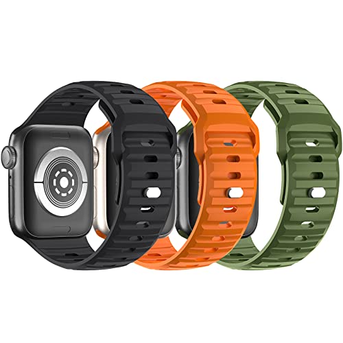 Sport Armband Kompatibel mit Apple Watch Ultra Armband 49mm, Silikon Armband für iWatch 49mm 45mm 44mm 42mm, Ersatz Wasserdicht Armbänder iWatch Ultra 2 Serie 9 8 7 6 5 SE 4 3 2 1 für Herren Damen von Songsier