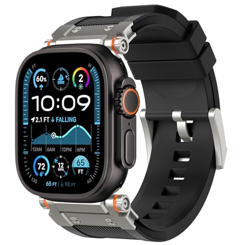 Sport Armbander Kompatibel mit Apple Watch Ultra 2 49 mm, Edelstahl-Adapter Flüssigsilikon-Bander, für Apple Watch Ultra 2/Ultra Series 9/8/7/SE 2/SE/6/5/4/3/2/1 49 mm 45mm 44mm 42mm für Herren Sport Armbander Kompatibel mit Apple Watch Ultra 2 49 mm, Edelstahl-Adapter Flüssigsilikon-Bander, für Apple Watch Ultra 2/Ultra Series 9/8/7/SE 2/SE/6/5/4/3/2/1 49 mm 45mm 44mm 42mm für Herren von Songsier