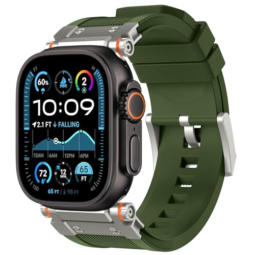 Sport Armbander Kompatibel mit Apple Watch Ultra 2 49 mm, Edelstahl-Adapter Flüssigsilikon-Bander, für Apple Watch Ultra 2/Ultra Series 9/8/7/SE 2/SE/6/5/4/3/2/1 49 mm 45mm 44mm 42mm für Herren Sport Armbander Kompatibel mit Apple Watch Ultra 2 49 mm, Edelstahl-Adapter Flüssigsilikon-Bander, für Apple Watch Ultra 2/Ultra Series 9/8/7/SE 2/SE/6/5/4/3/2/1 49 mm 45mm 44mm 42mm für Herren von Songsier
