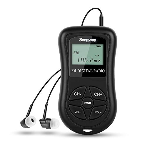 Songway FM Radio Tasche Mini LCD DSP Radio Stereo mit Kopfhörern 60-108MHz für Konferenz, Probe, Prüfung, Sport, Reiseleiter von Songway