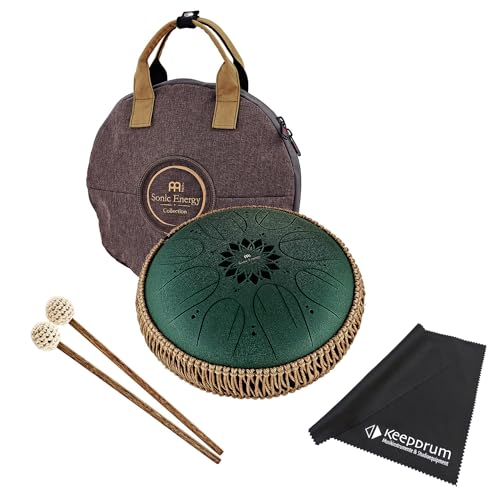 Meinl Sonic Energy MOSTD4DG Medium Steel Tongue Drum F# Moll 8 Töne + keepdrum Mikrofasertuch von Sonic Energy