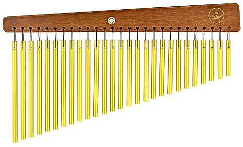 Sonic Energy Chimes – Metallisches Klangspiel mit 27 Stäbe an Jumjuree Holz-Aufhängung – Soundeffekt Instrument für Therapie und Percussion (CH27WB) von Sonic Energy