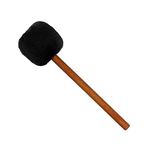 Sonic Energy Gong Schlägel Schwarz – 41 cm – Aus Wolle und Kunstfell – Sapeleholzgriff – Für Gongspieler, Percussion, Meditation (MGB-L) von Sonic Energy