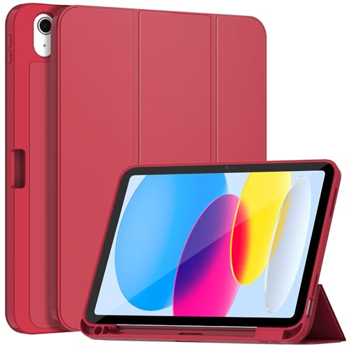 Sonlaryin Dreifach Faltbarer Vorderseite aus Leder und Weich TPU Rückseite Hülle für 8 Tablet 2020/2022 mit automatischer Wake/Sleep-Funktion， Nicht für Samsung TCL 9.Gen- Rot von Sonlaryin