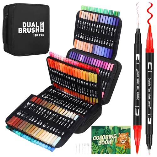 Sonlaryin Dual Brush Pen Set, Pinselstifte 180, Fineliner Set, Filzstifte Dicke und Dünne für Kinder, Handlettering Stifte für Kalligraphie Aquarellpinsel Manga, Malen, Malstifte für Erwachsene Sonlaryin Dual Brush Pen Set, Pinselstifte 180, Fineliner Set, Filzstifte Dicke und Dünne für Kinder, Handlettering Stifte für Kalligraphie Aquarellpinsel Manga, Malen, Malstifte für Erwachsene von Sonlaryin