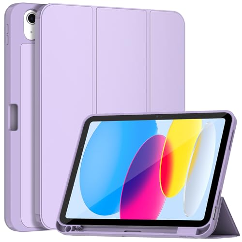 Sonlaryin Hülle für ipad 10 Generation hülle (10,9 Zoll, 2022), Dreifach Faltbarer Ständer weiche TPU-Rückseite Hülle für iPad 10 Generation(A2696/A2757/A2777), Auto Schlaf/Aufwach, Helles Lila von Sonlaryin
