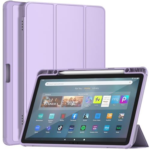 Sonlaryin Tablet-Schutzhülle, 27,9 cm (11 Zoll), dreifach faltbar, mit weicher TPU-Rückseite, automatische Wake-/Sleep-Funktion, nicht kompatibel mit iPad, Hellviolett von Sonlaryin