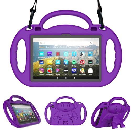 Tablet 8" Hülle für Kinder, Nicht für iPad Samsung, Sonlaryin Leichte Stoßfeste Schutzhülle mit Ständer für 8in Tablet - Lila von Sonlaryin
