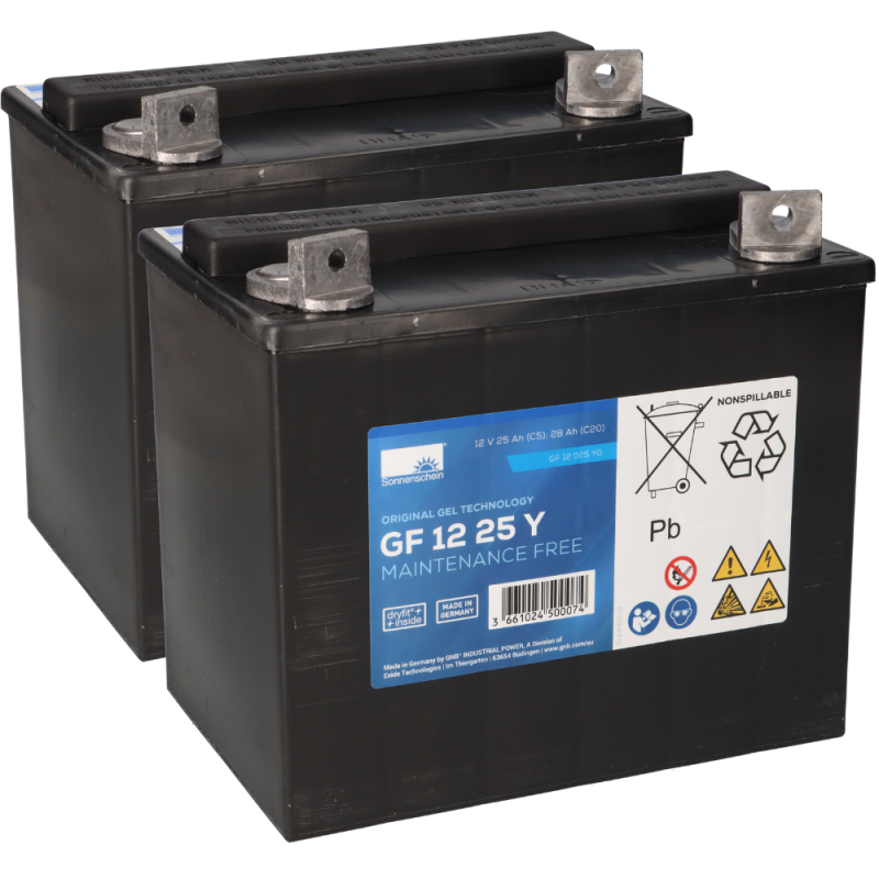 Akkusatz für Scheuersaugmaschine Gansow CT15 2x 12V 28Ah Bleigel Zyklenfest Akkusatz für Scheuersaugmaschine Gansow CT15 2x 12V 28Ah Bleigel Zyklenfest von Sonnenschein / Exide
