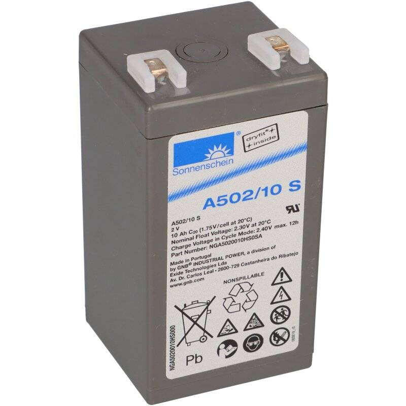 Exide Sonnenschein Bleiakku Dryfit A502/10S mit 2,0V 10,0Ah mit 4,8mm Steckanschlüssen von Sonnenschein / Exide