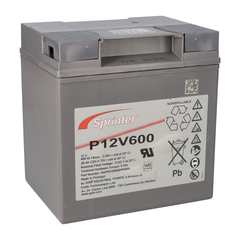 Exide Sprinter P12V600 12V 24Ah Blei-AGM Akku mit VdS Exide Sprinter P12V600 12V 24Ah Blei-AGM Akku mit VdS von Sonnenschein / Exide