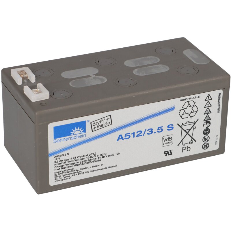 Sonnenschein Bleigel Akku 12V 3,5Ah Dryfit A512/3.5S VdS Zulassung Sonnenschein Bleigel Akku 12V 3,5Ah Dryfit A512/3.5S VdS Zulassung von Sonnenschein / Exide