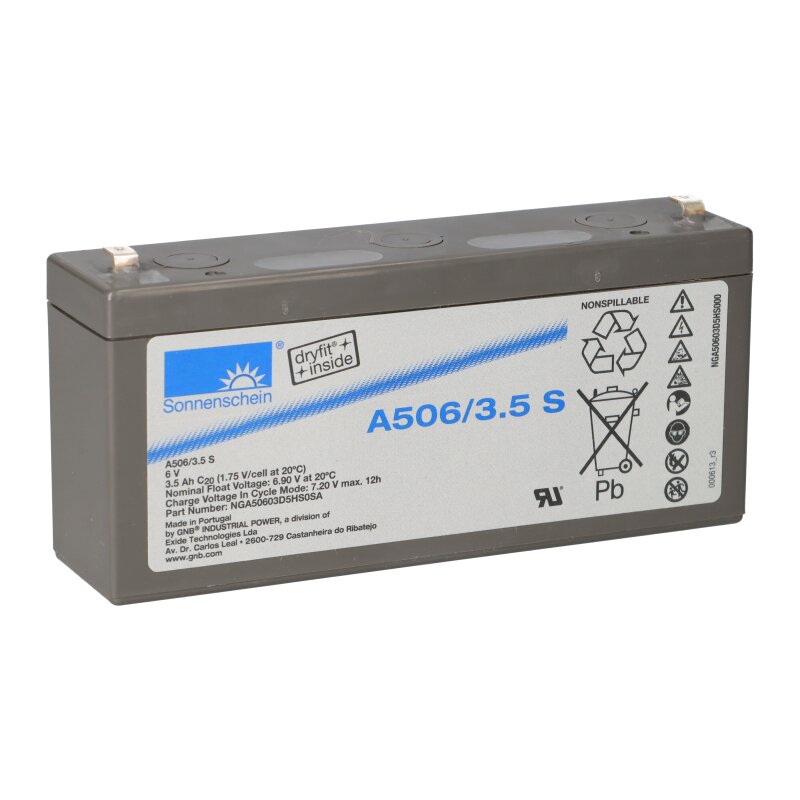 Sonnenschein Bleigel Akku 6V 3,5Ah Dryfit A506/3.5S Faston 4,8 Sonnenschein Bleigel Akku 6V 3,5Ah Dryfit A506/3.5S Faston 4,8 von Sonnenschein / Exide