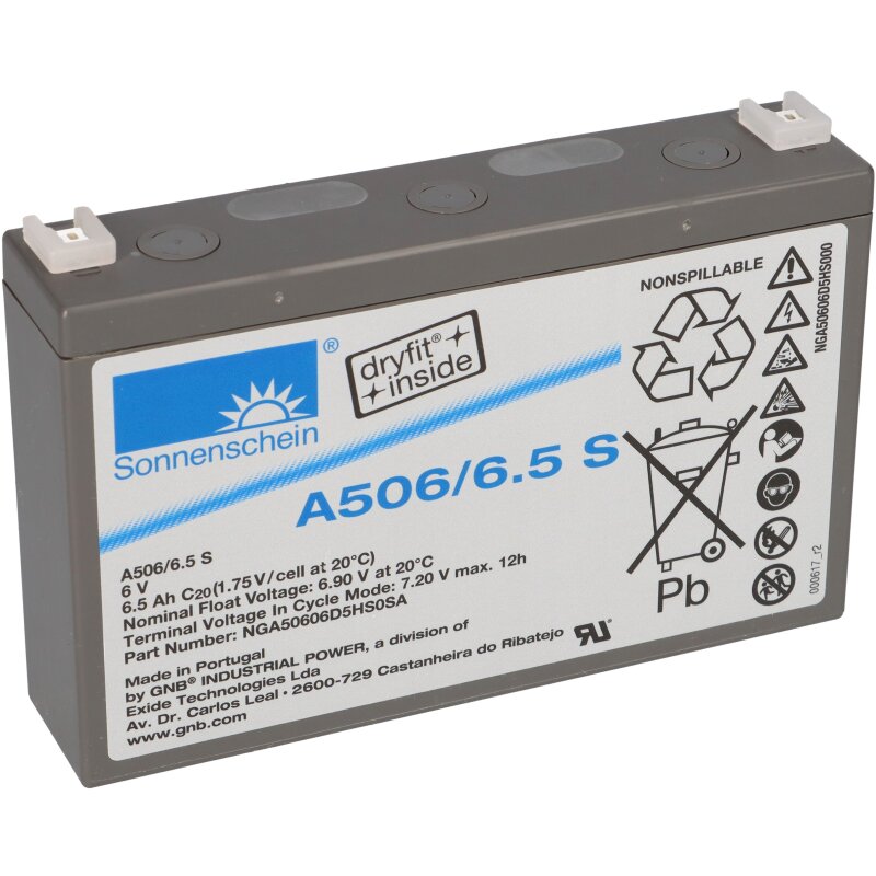 Sonnenschein Bleigel Akku 6V 6,5Ah Dryfit A506/6.5S Sonnenschein Bleigel Akku 6V 6,5Ah Dryfit A506/6.5S von Sonnenschein / Exide