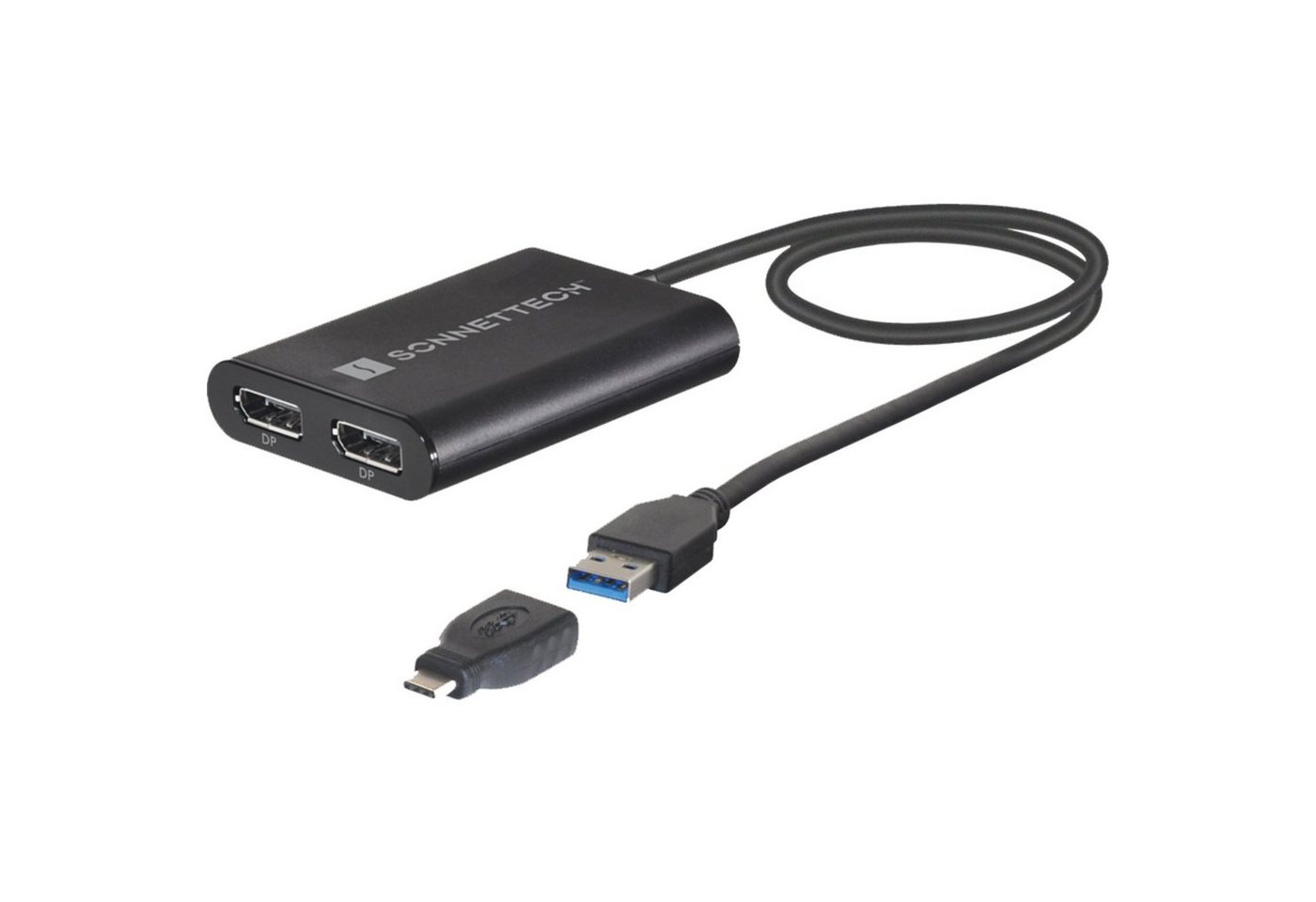 Sonnet USB DisplayLink Adapter, USB-A Stecker > Dual 4K DisplayPort Adapter von Sonnet