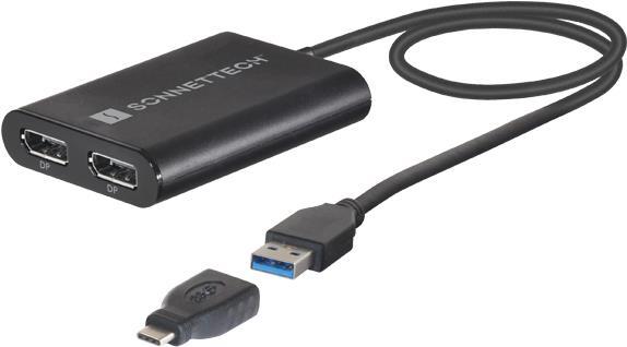 Sonnet USB3-DDP4K Videokabel-Adapter USB Typ-A 2 x DisplayPort Schwarz (USB3-DDP4K) von Sonnet